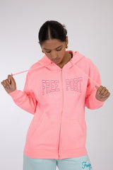 Adult Zipper Solid Hoodie Coral Pink