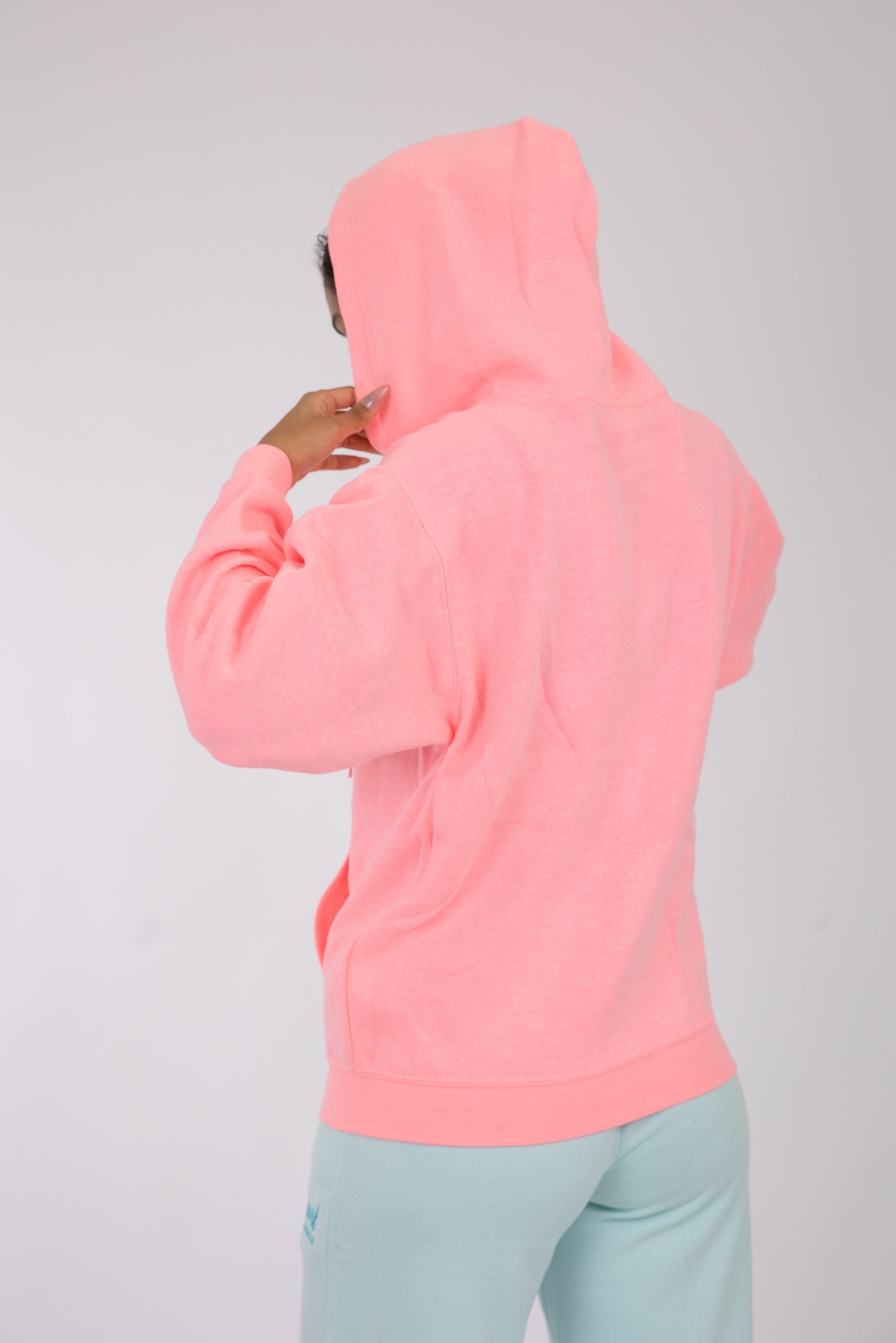 Adult Zipper Solid Hoodie Coral Pink