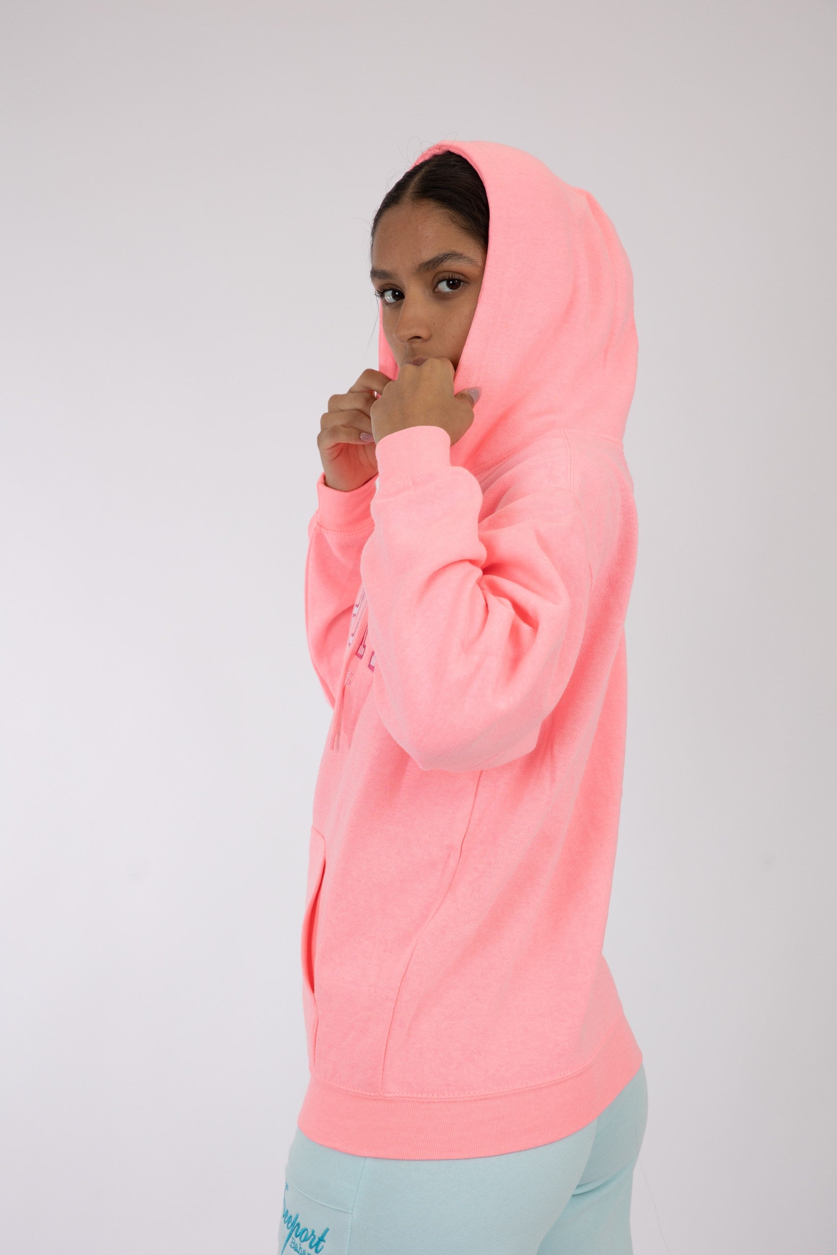 Adult Zipper Solid Hoodie Coral Pink