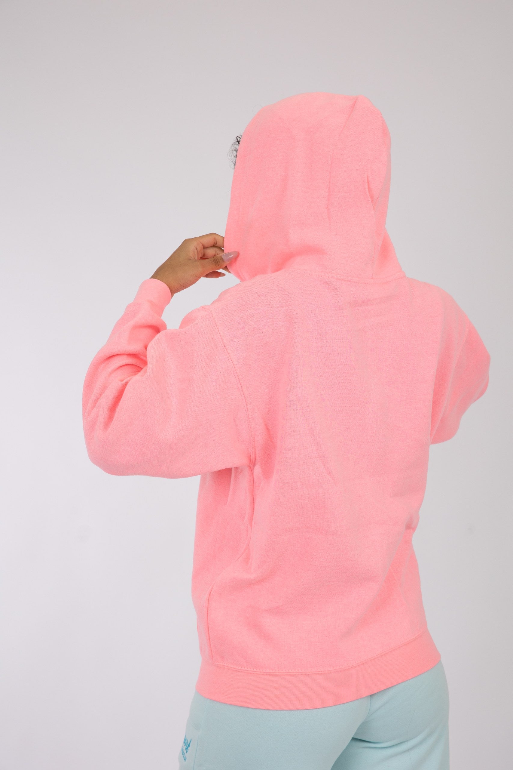 Adult Zipper Solid Hoodie Coral Pink