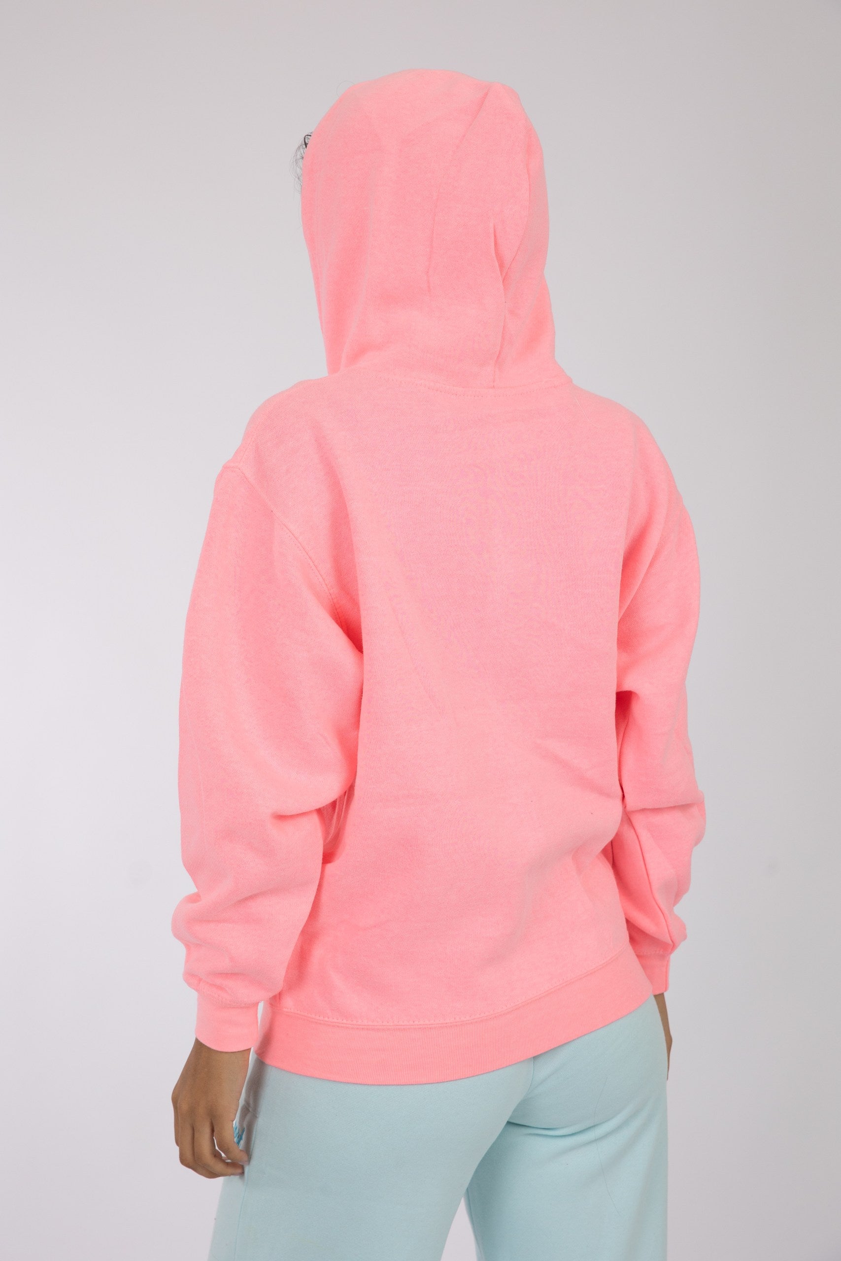 Adult Zipper Solid Hoodie Coral Pink