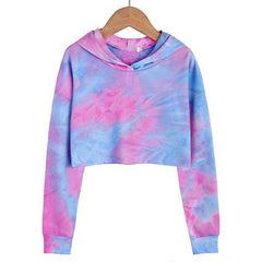 TIE DYE CROP TOP W/HOOD